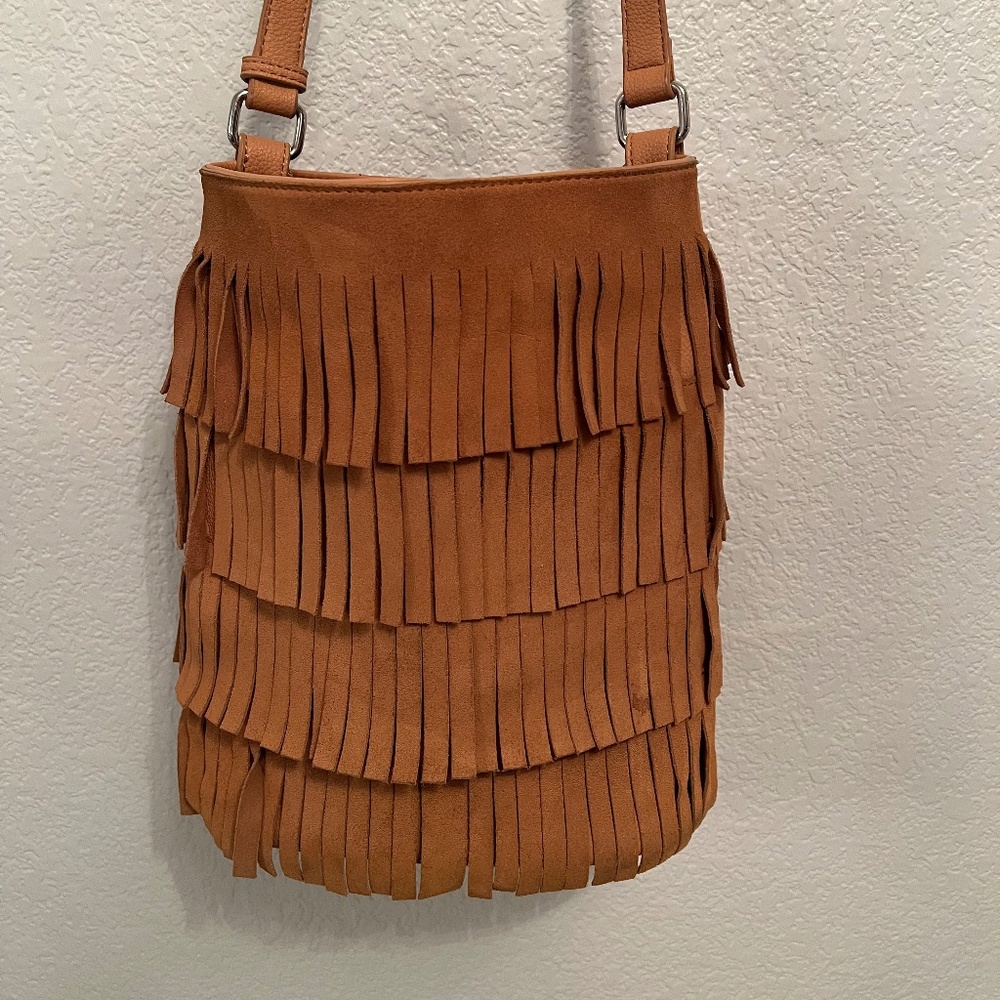Street Level Fringe Shoulder Bag Tan